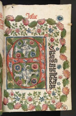 Initiale E mit vier Fischen im Buchstabeninnern