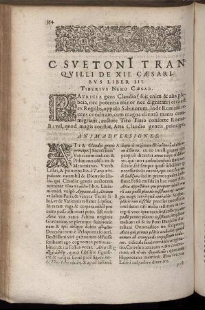 Caesaribus Liber III. Tiberius Nero Cæsar.
