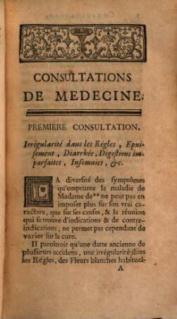 Consultations De Medecine. [1]