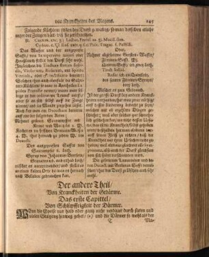 Der andere Theil, Von Kranckheiten der Gedärme
