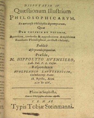 4: Disputationes quaestionum illustrium philosophicarum
