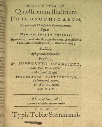4: Disputationes quaestionum illustrium philosophicarum