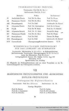 VII. Akademische Prüfungsämter und Ausschüsse