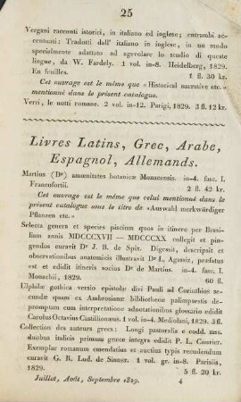 Livres Latins, Grec, Arabe, Espagnol, Allemands