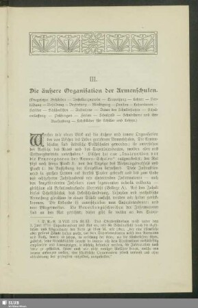 III. Die äußere Organisation der Armenschulen