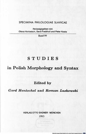 Studies in Polish morphology and syntax