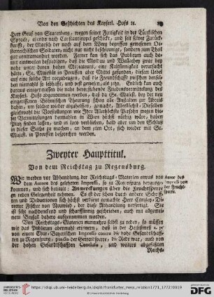 Zweyter Haupttitul. Von dem Reichstag zu Regensburg