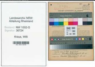 Entnazifizierung Willi Kraus, geb. 04.06.1903 (Schauspieler)