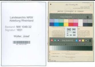 Entnazifizierung Josef Wolter , geb. 06.01.1907 (Angestellter)