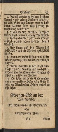 Morgen-Lied an der Mittwoche.
