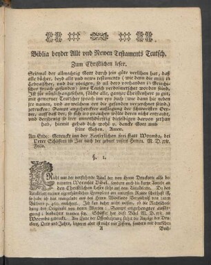 Biblia beyder Allt und Newen Testaments Teutsch