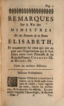 Mémoires et instructions pour les Ambassadeurs, T. 1