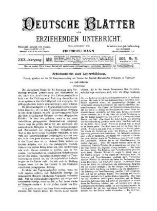 Schulaufsicht und Lehrerbildung : (Fortsetzung)