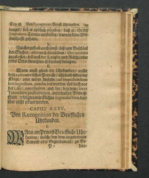 Caput XXXV. Von Recognition der Briefflichen Uhrkunden.