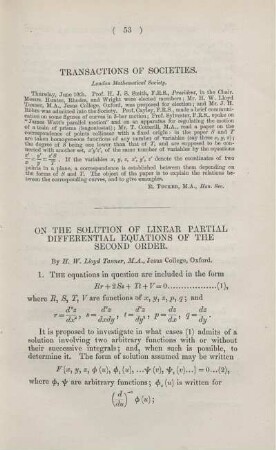 On the solution of linear partial differential equations of the second order.