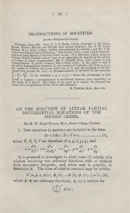 On the solution of linear partial differential equations of the second order.