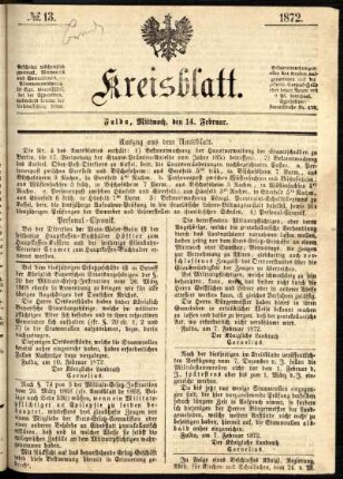 Ausgabe vom Mittwoch, den 14. Februar 1872.