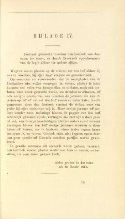 Bijlage IV. Contract gemaeckt tusschen den koninck van Jaccatra ter eenre, ...