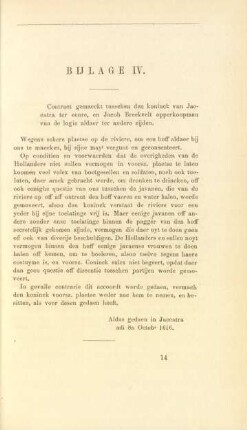 Bijlage IV. Contract gemaeckt tusschen den koninck van Jaccatra ter eenre, ...