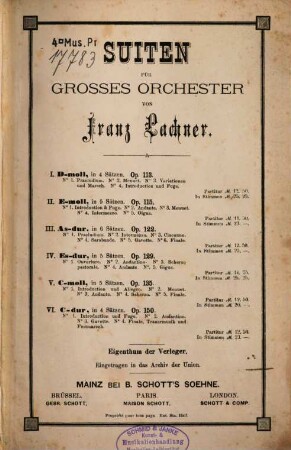 Suite in vier Sätzen für grosses Orchester : op. 113