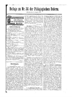 Mitteilungen : Beilage zu Nr. 34 der Pädagogischen Reform
