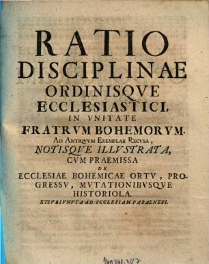 Ratio disciplinae ordinisque ecclesiastici in Unitate Fratrum Bohemorum