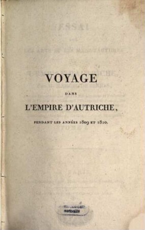 Essai sur les arts et les manufactures de l'empire d'Autriche, 1