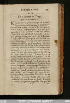 LXXXII. De la Nature du Temps, par Mr. De La Bruyere.