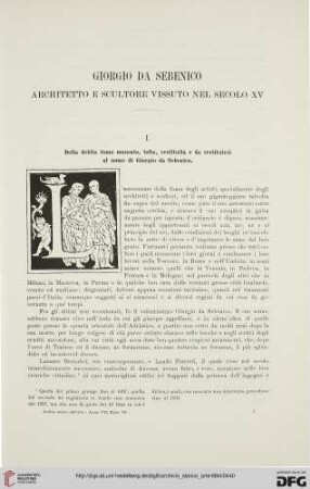 7: Giorgio da Sebenico : architetto e scultore vissuto nel secolo XV