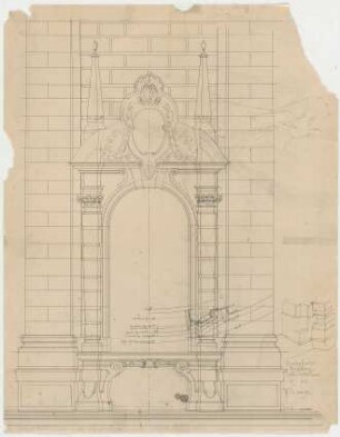 Thiersch, Friedrich von; München; Justizpalast - Seitenfenster im Ostmittelbau (Ansicht, Schnitt); Detail
