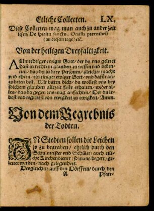 Von dem Begrebnis der Todten.