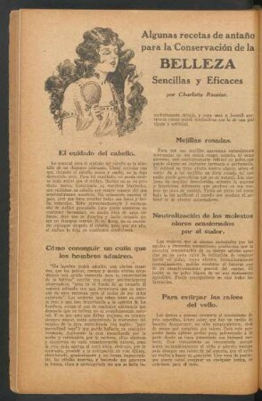 Algunas recetas de antaño para la conservación de la belleza, sencillas y eficaces