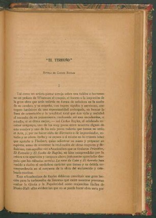 "El terruño" : Novela de Carlos Reyles