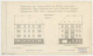 Wohnhausbebauung Seegefelder Ecke Dallgower Straße für Fritz Krebs, Berlin-Spandau: 2 Ansichten Seegefelder Straße 1:100