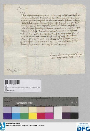 Conrat Herr zu Winsperg, Reichserbkämmerer, sagt der Kaufmannschaft der Stadt Nürnberg, die ihn durch Sigmund Stromayr darum gebeten hat, zur nächsten Frankfurter Messe sicheres Geleit zu.