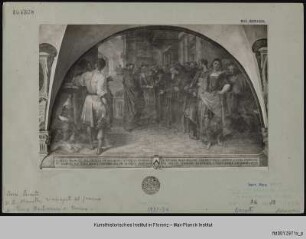 Freskenzyklus mit Darstellungen zu den Ursprüngen des Servitenordens : Manetto dell'Antella übergibt Filippo Benizzi die Ordensführung (1268)