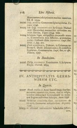 IV. Antiquitates Germanorum etc.