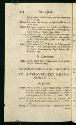 IV. Antiquitates Germanorum etc.