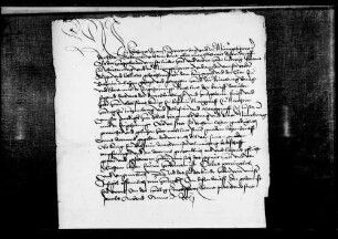 Graf Eberhard (V.) d. Ä. bescheinigt den Empfang des Lehens, Burg und Stadt Neuenbürg, von König Ladislaus von Böhmen.