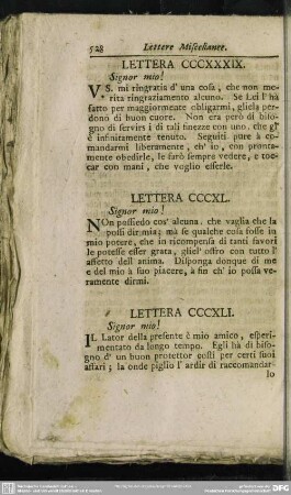 Lettera CCCXL. Signor mio!