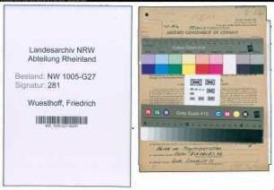 Entnazifizierung Friedrich Wuesthoff , geb. 18.04.1901 (Inspektor)