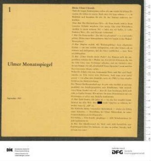 Programm 1. Monatsabschnitt 1957/1958