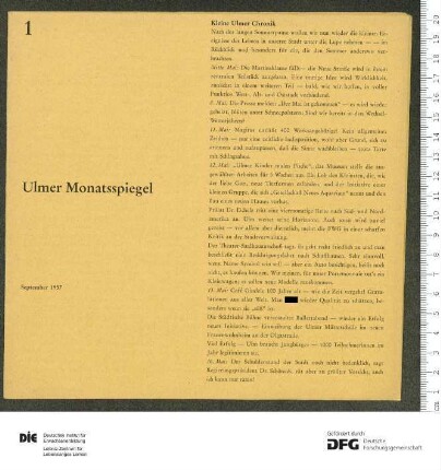 Programm 1. Monatsabschnitt 1957/1958