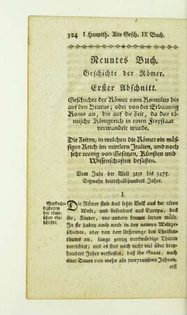 Neuntes Buch. Geschichte der Roemer