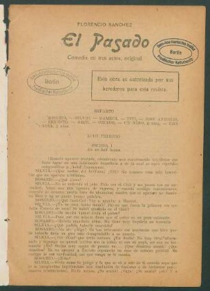 1919007700: El pasado : comedia en tres actos