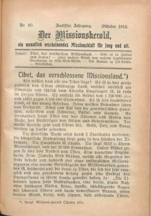 Nr 10. Zwölfter Jahrgang. Oktober 1912.