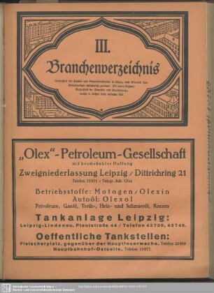 III. Berufsklassen und Gewerbebetriebe : III. Branchen-Verzeichnis