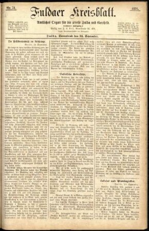 Ausgabe vom Samstag, den 14. September 1878.