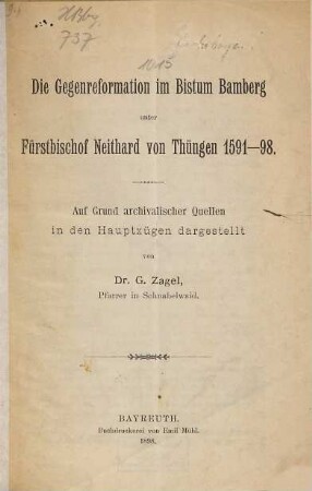 Die Gegenreformation im Bistum Bamberg unter Fürstbischof Neithard von Thüngen 1591-98