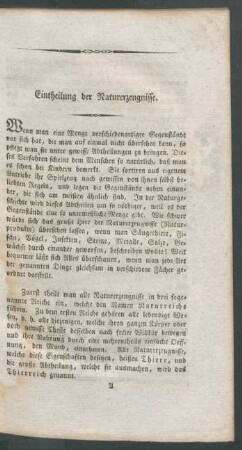 Eintheilung der Naturerzeugnisse.